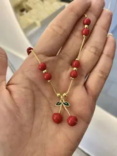 Collar doble balin de cerezas