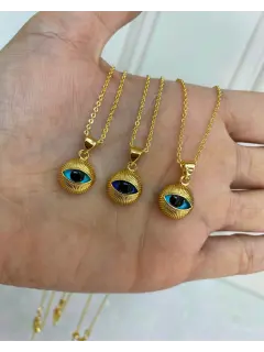 Collar - Dije Santa Lucía.  Baño de oro 18K