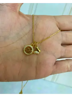 Collar doble dije - Mariposa & Love con circones