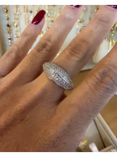 Anillo Chunky  plateado con circones