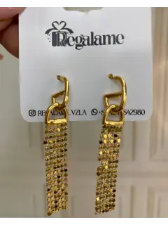 Zarcillo alargado brillante - Baño de oro