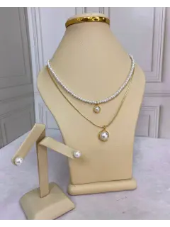 Set de collar y zarcillos de perla