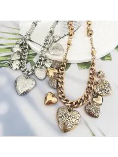 Collar colgantes de corazones estilo Hip hop.