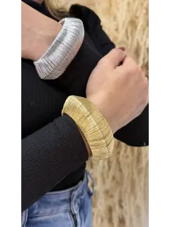 Pulseras de metal estilo artesanal - Dorado y plateado