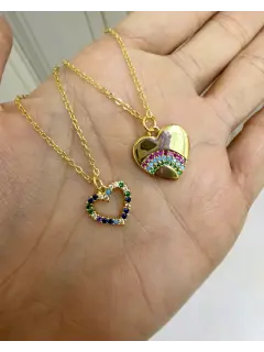 Collares con dije de corazones - Circones de colores
