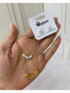 Set de collar y zarcillos Perlado