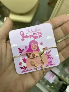 Pulsera + zarcillos rosa