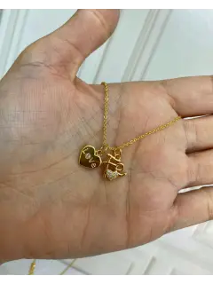 Collar de dijes doble -  Modelo Fe & Love