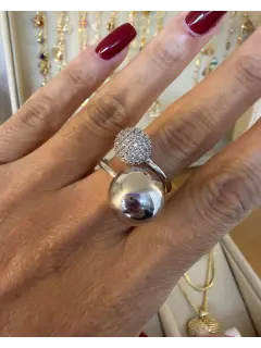Anillo de doble bola - Lisa y con circones