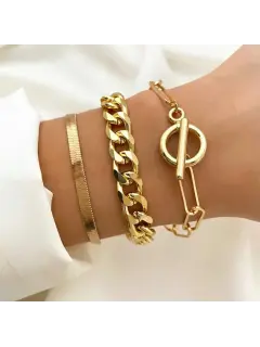 Set de pulseras de cadena tipo retro - Casual