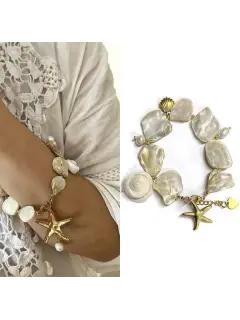 Set de collar, pulsera y zarcillo  perlas de agua dulce