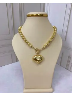 Collar de dije de corazón - Dorado. Serie #CO014