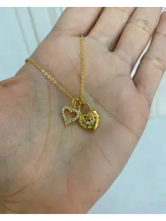 Collar doble dijes - Modelo doble corazón. Serie #CO01