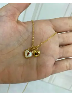 Collar doble dijes - Modelo corazones. Serie #CO02