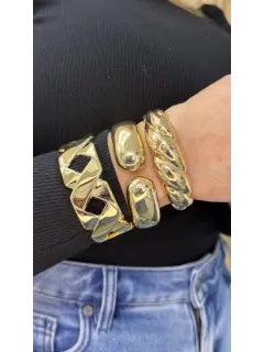 Set de brazalete dorado y plateado - Estilo entrelazado, abierto yeslabones