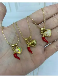 Collar- Doble dije de aji +corazón. Serie#Co037