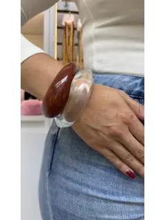 Pulseras de acrílico con diseño grueso - Transparente y Terracota