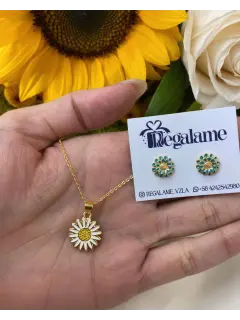 Juego de collar y zarcillo - Girasol