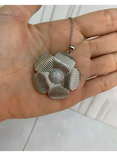 Collar - Dije de flor de Girasol. Rodio