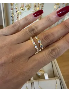 Anillo dúo con piedras de corte mixto - Dorado