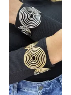 Brazalete maxi estilo espiral de metal - Dorado y plateado