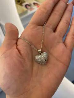Collar dije de corazon plateado