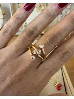 Anillo tipo espiral cuatro piedra
