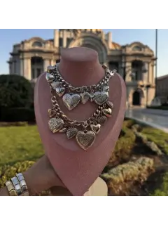 Collar colgantes de corazones estilo Hip hop.